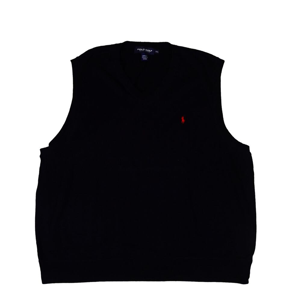 Ralph Lauren Vintage USA V Neck Golf Sweater Vest Navy Blue Men's XXL